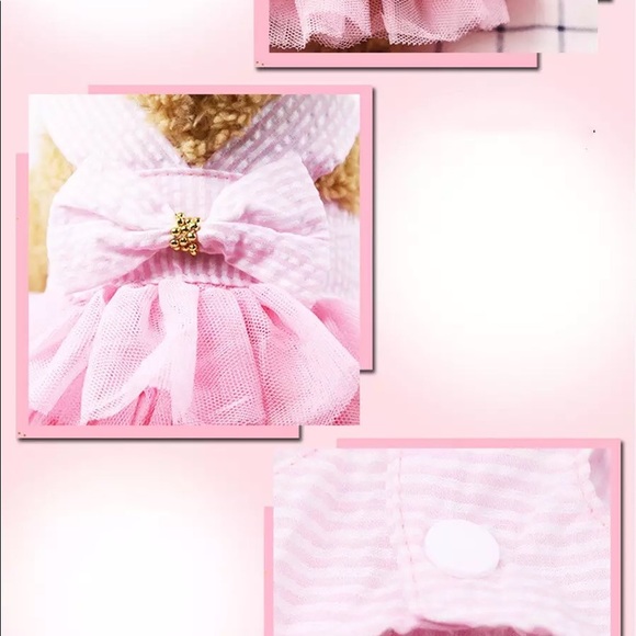 Dog dress shirt bow tutu blue cute small dogs - Picture 8 of 8